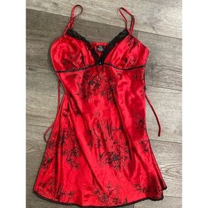 Red silky sleep gown